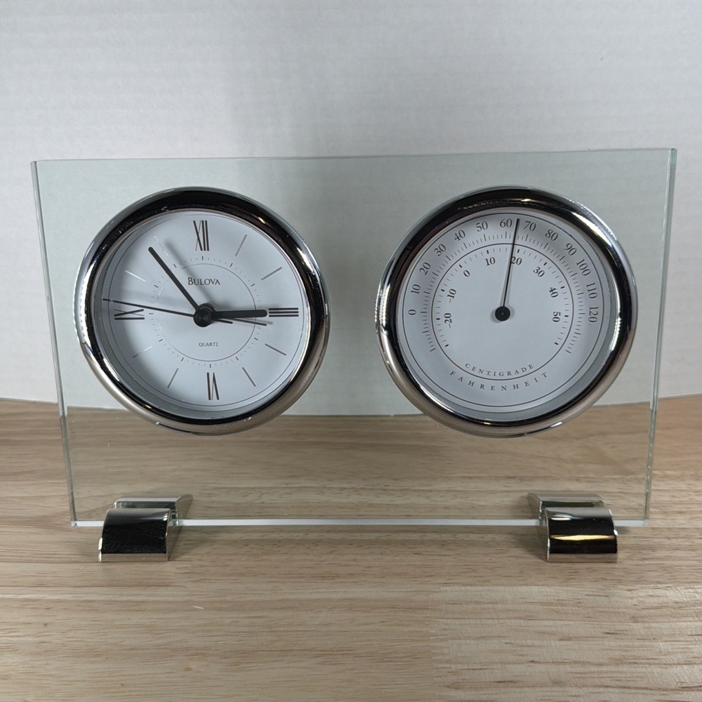 Bulova Mineral Glass Table Clock B2880 Camberley-Continuous Sweep Second Hand